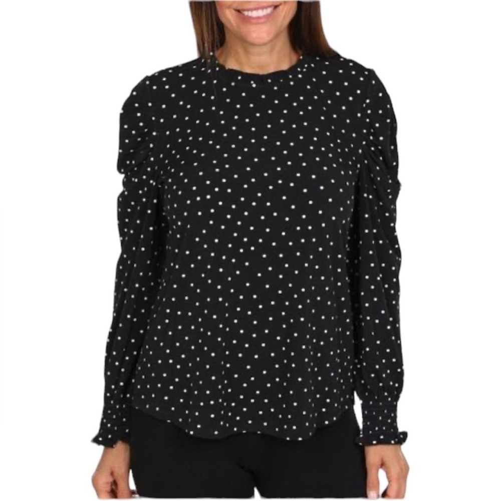 J. Crew Size XXS Black and White Polka Dot Top